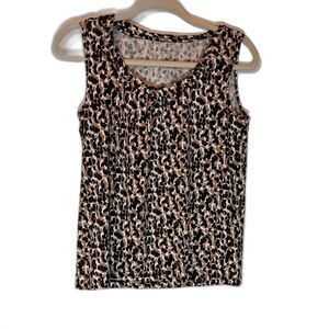 Talbots Top S Sleeveless Animal Print Pima Cotton Blend Minimalist Casual Chic